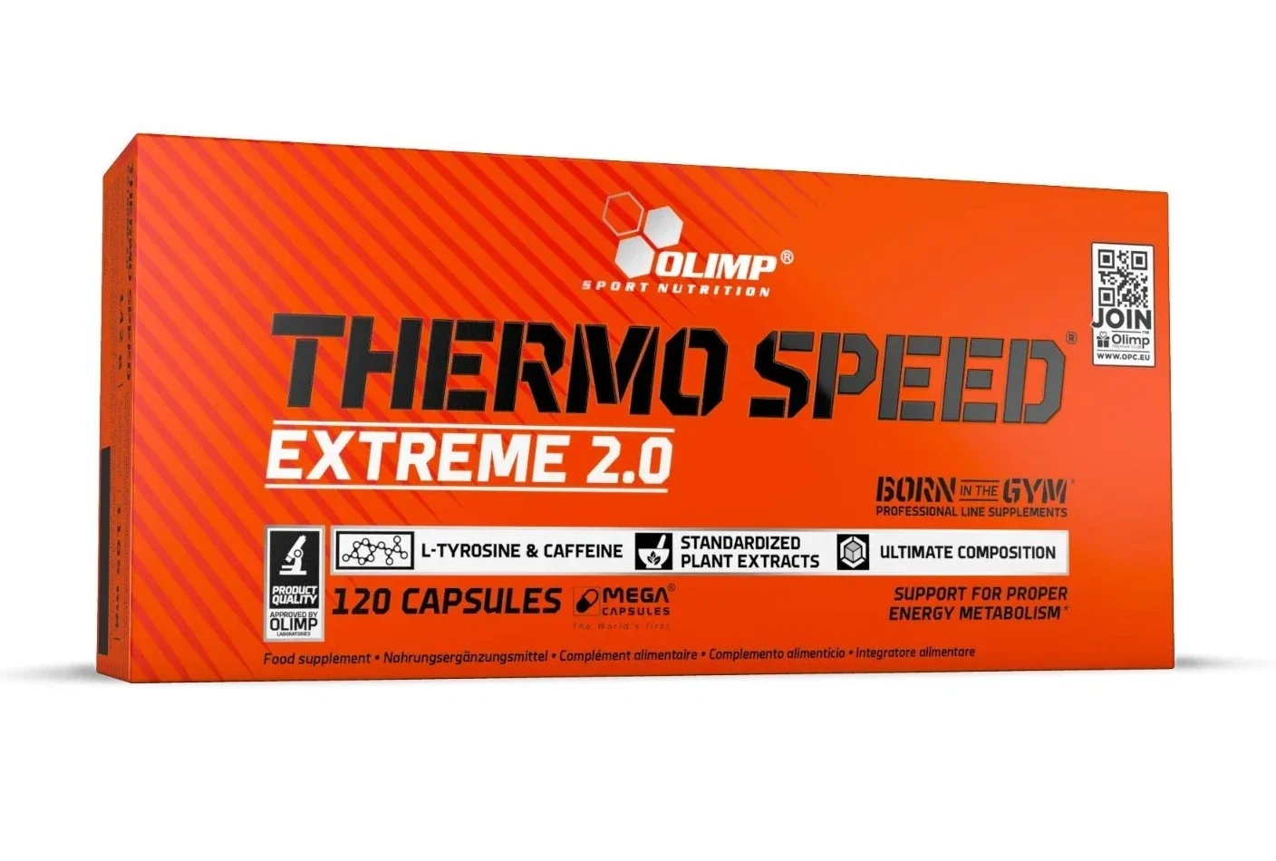 Olimp Nutrition Thermo Speed Extreme 2.0 120 capsules front packaging – thermogenic fat burner box with caffeine and green tea extract